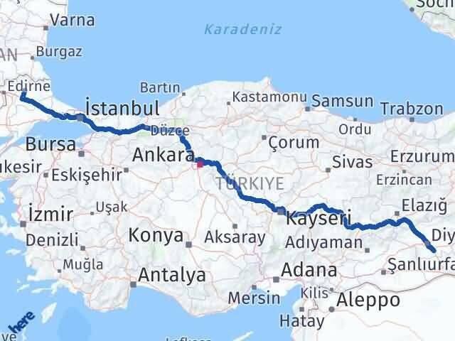 Diyarbakır Çınar Kırklareli Arası Kaç Km - Yol Haritası