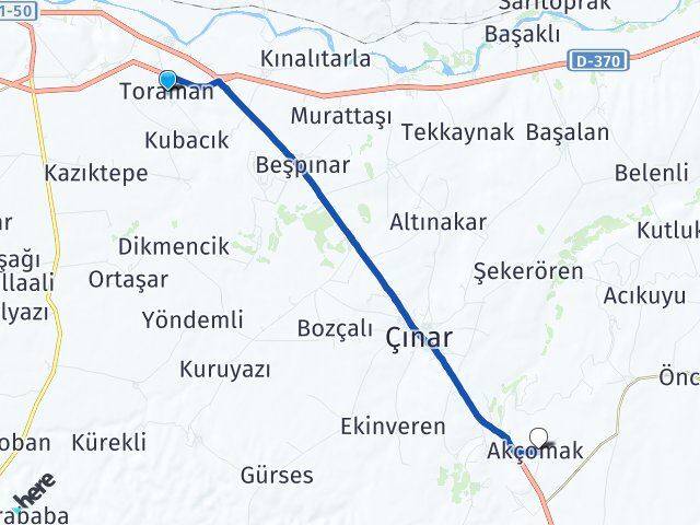 Toraman Çınar Arası Kaç Km - Yol Tarifi