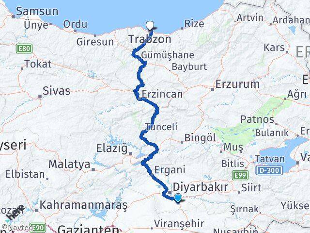 Diyarbakır Çınar Trabzon Arası Kaç Km - Yol Haritası