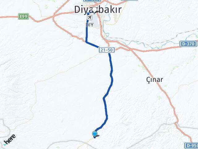 Yukarıortaören Diyarbakır Havalimanı Arası Kaç Km - Yol Tarifi