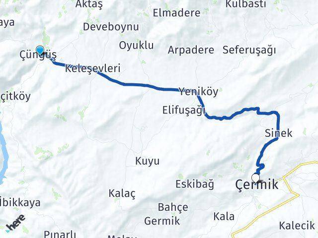Diyarbakır Çüngüş Çermik Arası Kaç Km - Yol Haritası