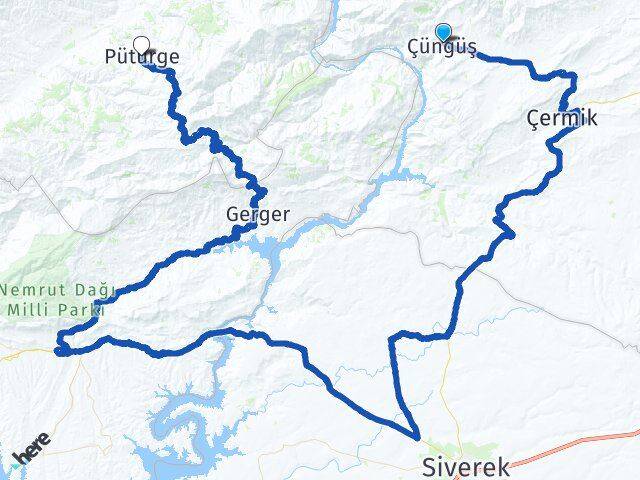 Diyarbakır Çüngüş Pütürge Malatya Arası Kaç Km - Yol Haritası