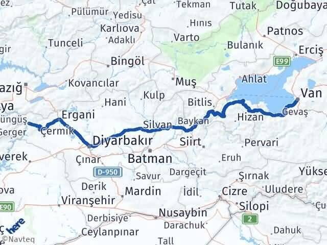 Diyarbakır Çüngüş Van Arası Kaç Km - Yol Haritası
