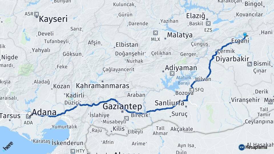 Dicle Adana Arası Kaç Km - Yol Tarifi