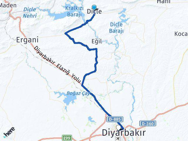 Diyarbakır Dicle Bağlar Arası Kaç Km - Yol Haritası