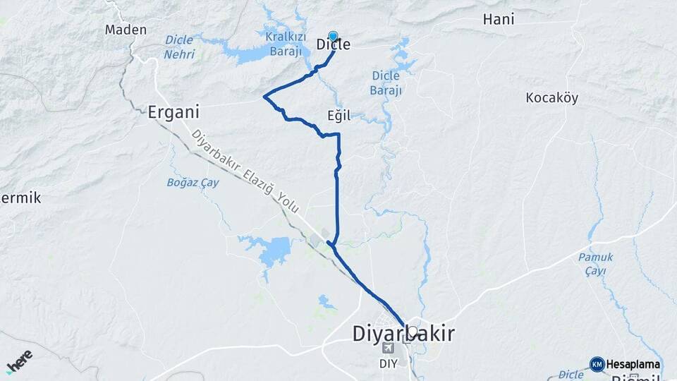 Diyarbakır Dicle Yenişehir Arası Kaç Km - Yol Haritası