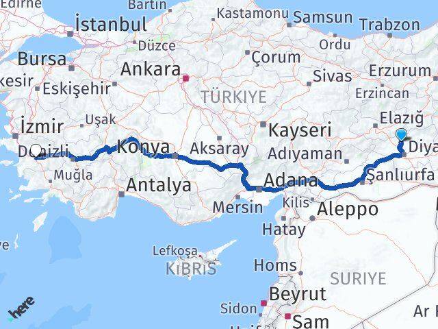 Diyarbakır Eğil Aydın Arası Kaç Km - Yol Haritası