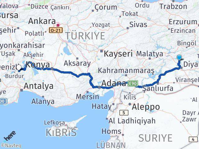 Diyarbakır Eğil Isparta Arası Kaç Km - Yol Haritası