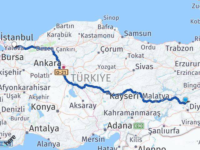 Diyarbakır Eğil Kocaeli Arası Kaç Km - Yol Haritası