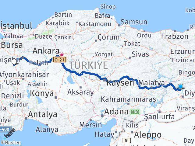 Diyarbakır Eğil Kütahya Arası Kaç Km - Yol Haritası