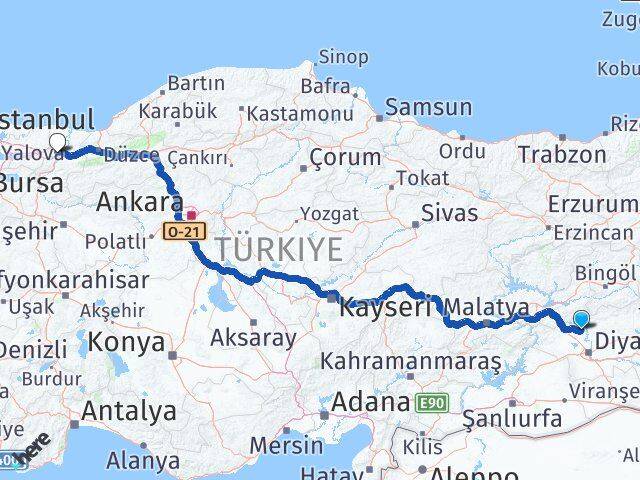 Diyarbakır Eğil Sakarya Arası Kaç Km - Yol Haritası