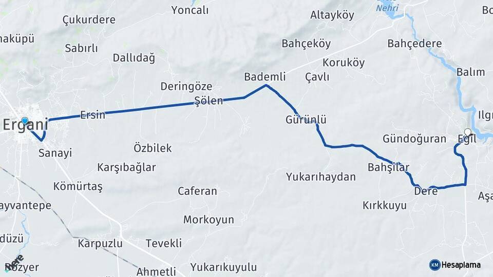 Diyarbakır Ergani Eğil Arası Kaç Km - Yol Haritası