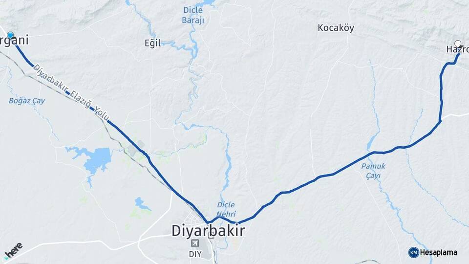 Diyarbakır Ergani Hazro Arası Kaç Km - Yol Haritası