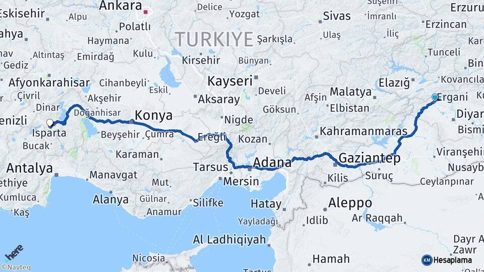 Diyarbakır Ergani Isparta Arası Kaç Km - Yol Haritası