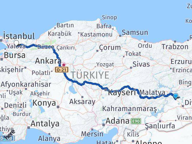 Diyarbakır Ergani Kocaeli Arası Kaç Km - Yol Haritası