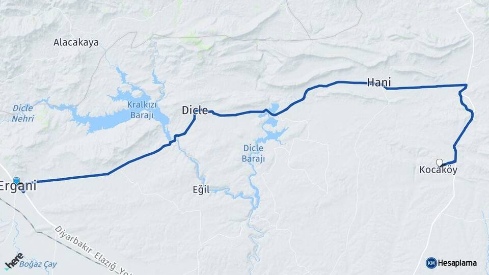 Diyarbakır Ergani Kocaköy Arası Kaç Km - Yol Haritası