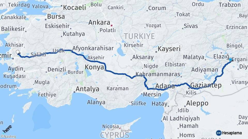 Diyarbakır Ergani Manisa Arası Kaç Km - Yol Haritası