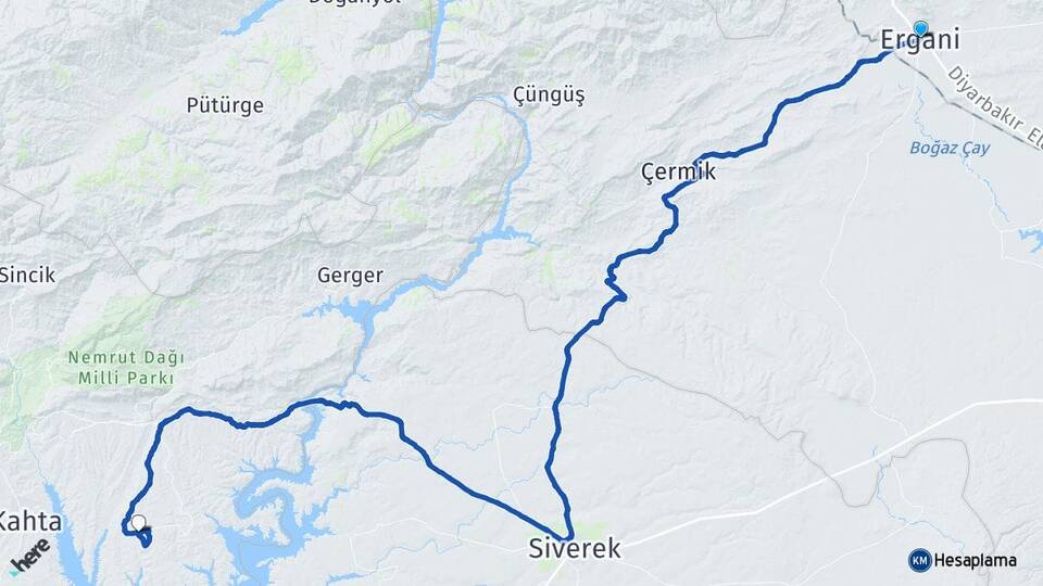 Diyarbakır Ergani Menzil Kahta Adıyaman Arası Kaç Km - Yol Haritası