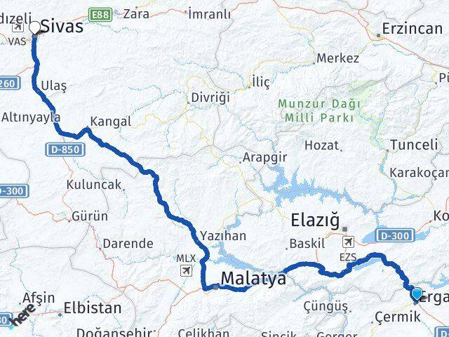 Diyarbakır Ergani Sivas Arası Kaç Km - Yol Haritası