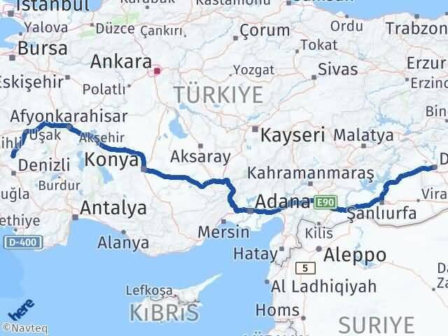 Diyarbakır Güney Denizli Arası Kaç Km - Yol Haritası