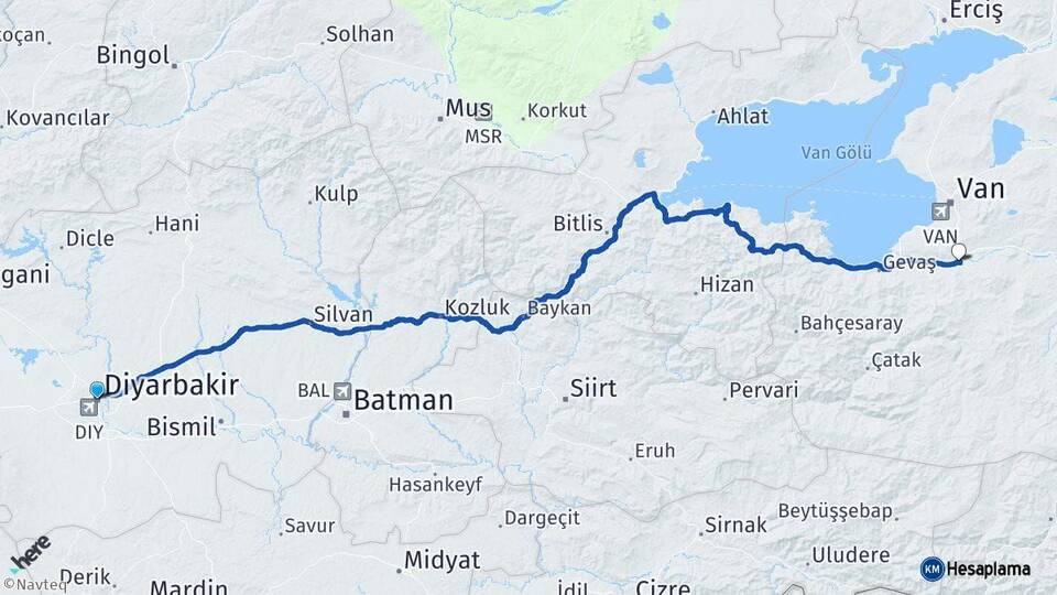 Diyarbakır Gürpınar Van Arası Kaç Km - Yol Haritası