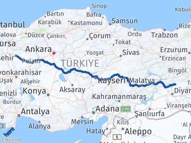 Diyarbakır Hani Eskişehir Arası Kaç Km - Yol Haritası