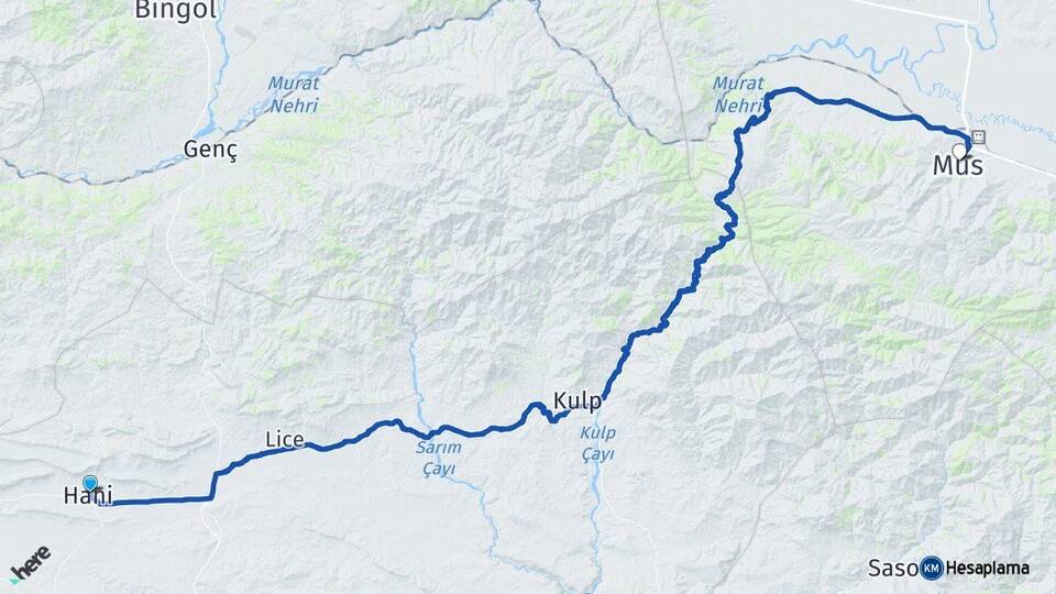 Diyarbakır Hani Muş Arası Kaç Km - Yol Haritası