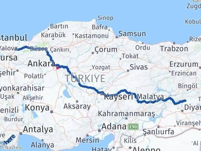 Diyarbakır Hani Sakarya Arası Kaç Km - Yol Haritası