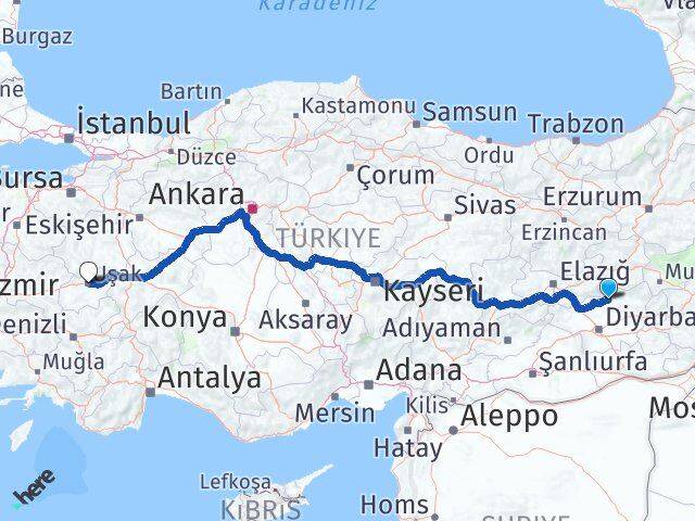 Diyarbakır Hani Uşak Arası Kaç Km - Yol Haritası