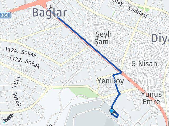 Diyarbakır Havalimanı Bağlar Diyarbakır Arası Kaç Km - Yol Haritası