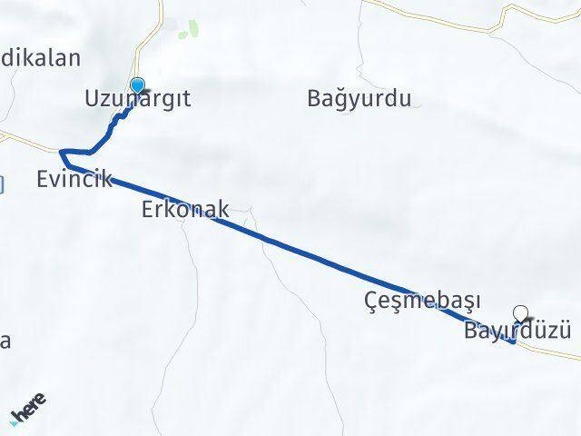 Uzunargıt Bayırdüzü Arası Kaç Km - Yol Tarifi