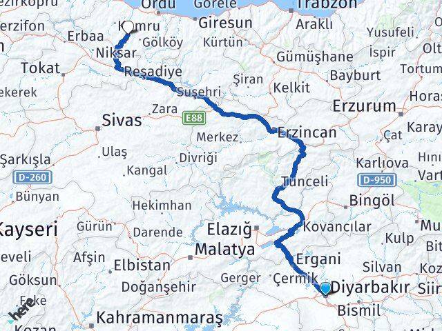 Diyarbakır Kabataş Arası Kaç Km - Yol Tarifi