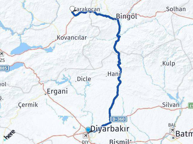 Diyarbakır Karakoçan Elazığ Arası Kaç Km - Yol Haritası