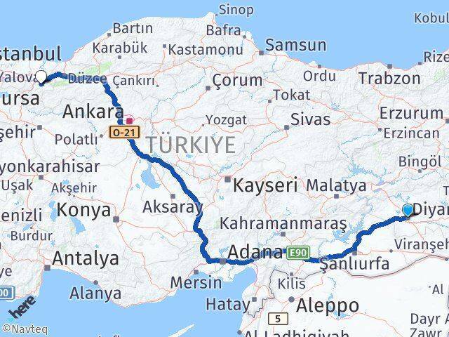 Diyarbakır Karapürçek Arası Kaç Km - Yol Tarifi