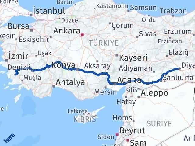 Diyarbakır Karpuzlu Aydın Arası Kaç Km - Yol Haritası