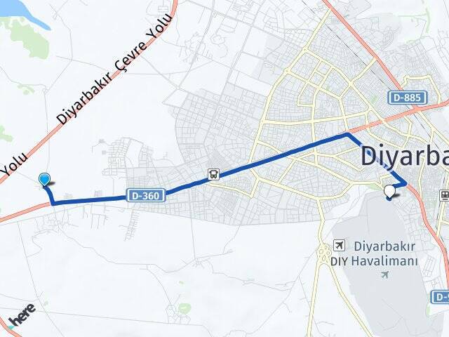 Çölgüzeli Diyarbakır Havalimanı Arası Kaç Km - Yol Tarifi