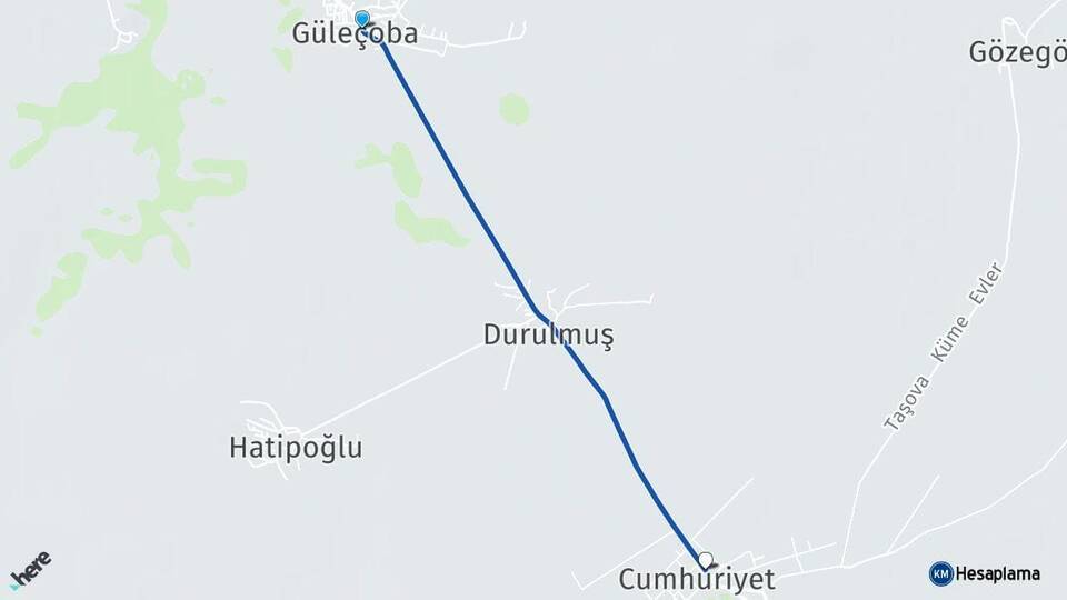 Güleçoba Cumhuriyet Arası Kaç Km - Yol Tarifi