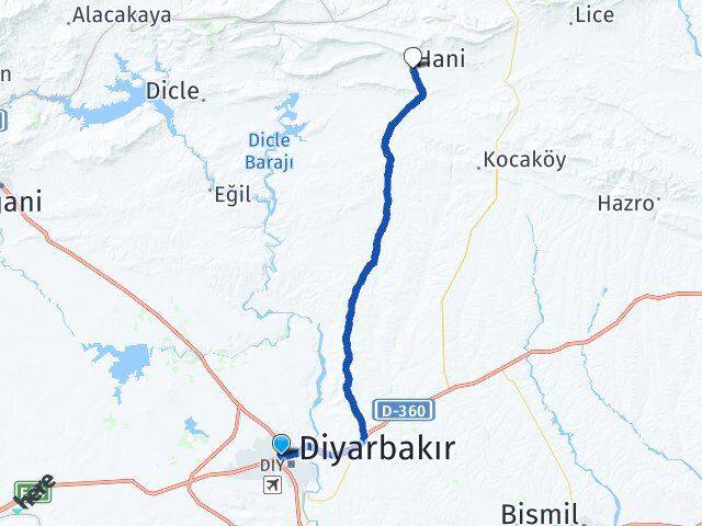 Diyarbakır Kayapınar Hani Arası Kaç Km - Yol Haritası