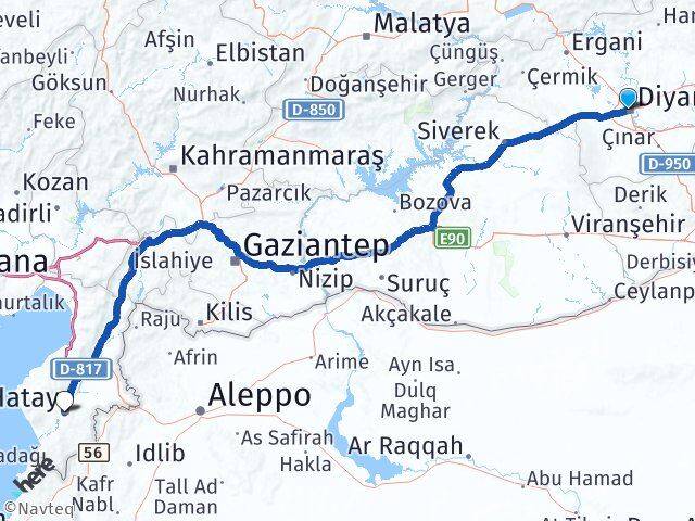 Diyarbakır Kayapınar Hatay Arası Kaç Km - Yol Haritası