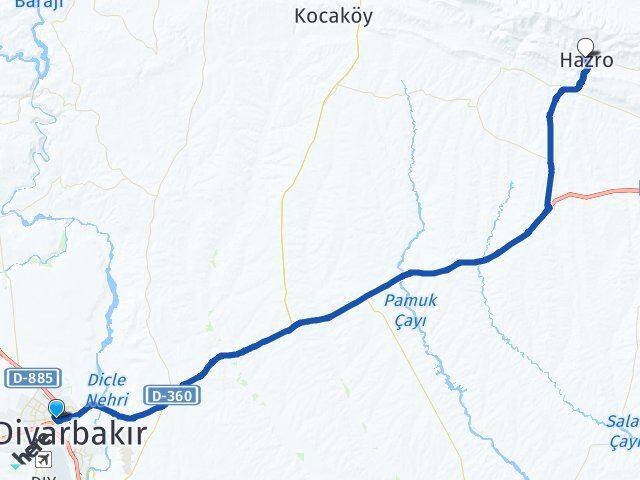 Diyarbakır Kayapınar Hazro Arası Kaç Km - Yol Haritası