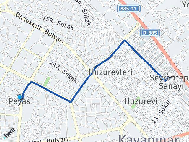 Peyas Seyrantepe Sanayi Arası Kaç Km - Yol Tarifi