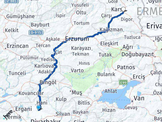 Kocaköy Kars Arası Kaç Km - Yol Tarifi