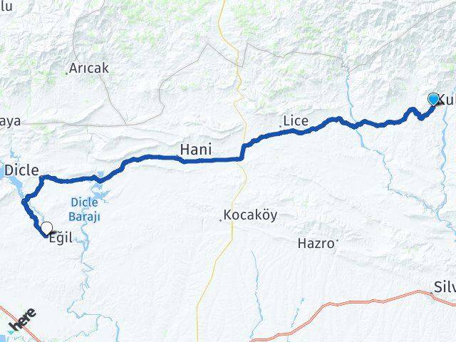 Diyarbakır Kulp Eğil Arası Kaç Km - Yol Haritası