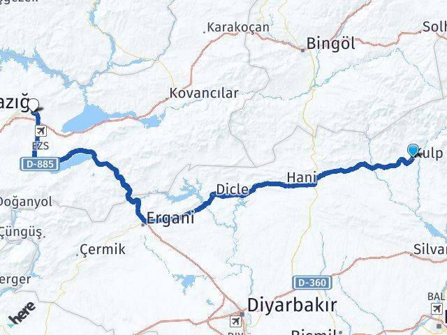 Diyarbakır Kulp Elazığ Arası Kaç Km - Yol Haritası
