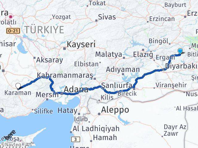 Diyarbakır Kulp Karaman Arası Kaç Km - Yol Haritası