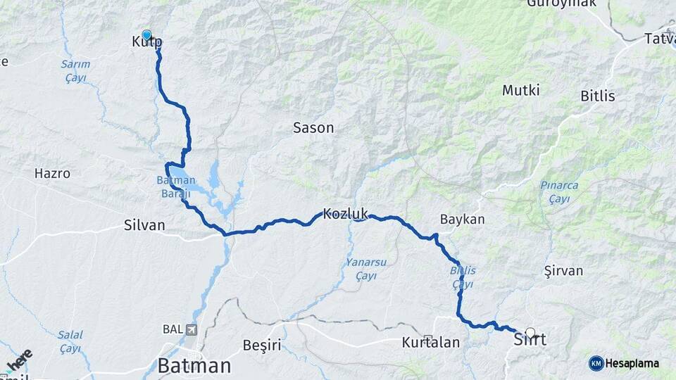 Diyarbakır Kulp Siirt Arası Kaç Km - Yol Haritası