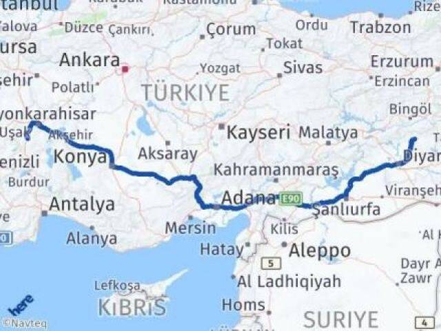 Diyarbakır Lice Afyonkarahisar Arası Kaç Km - Yol Haritası