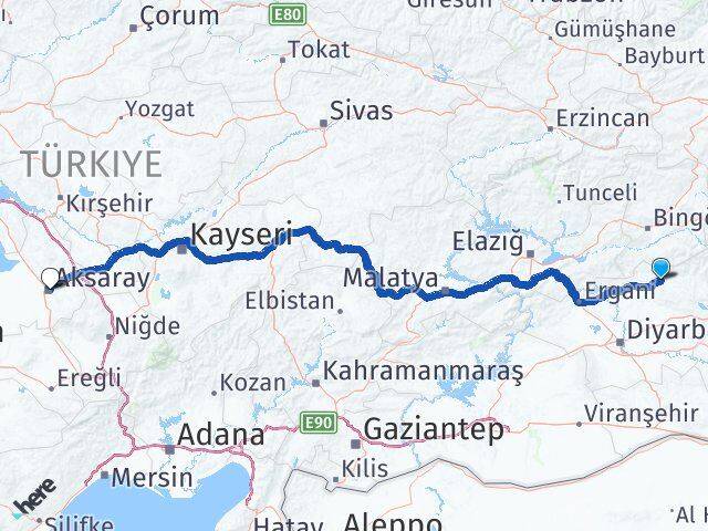 Diyarbakır Lice Aksaray Arası Kaç Km - Yol Haritası