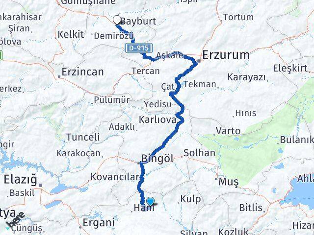 Diyarbakır Lice Bayburt Arası Kaç Km - Yol Haritası