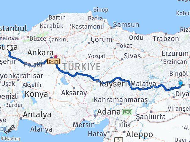 Diyarbakır Lice Bilecik Arası Kaç Km - Yol Haritası